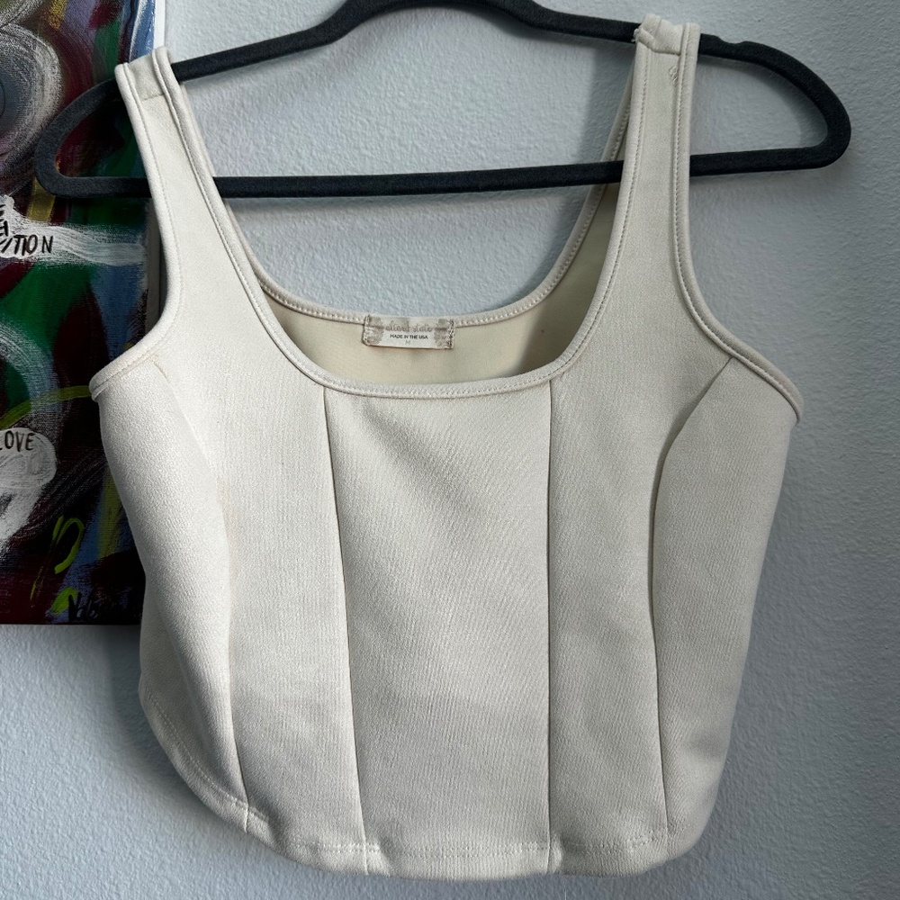 Cotton Candy LA Cream Structured Crop Top | Made in USA | Size M